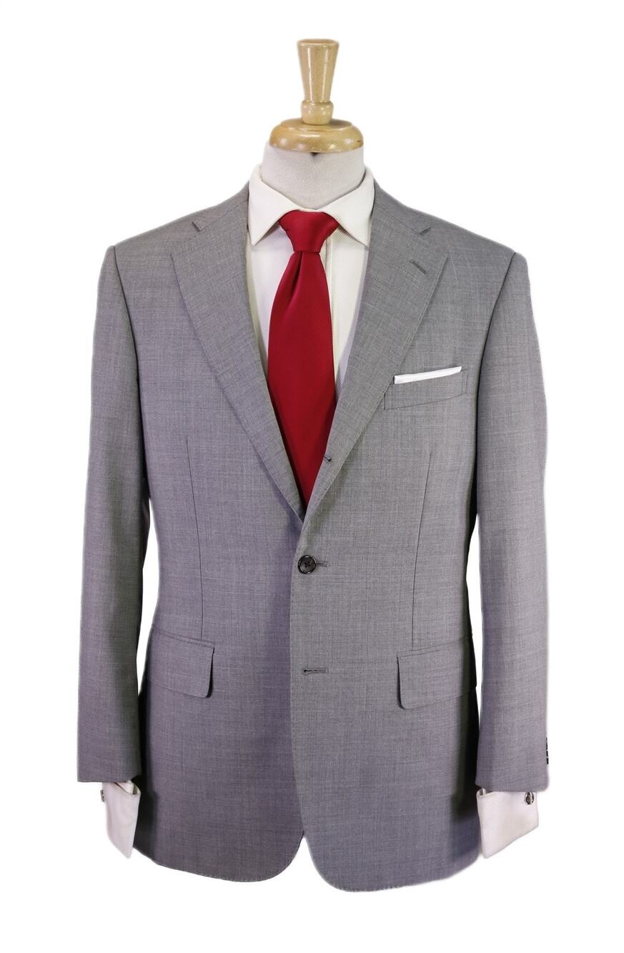 J Press Pressclusive Solid Light Gray 3/2 Roll Lapel Wool Suit 38S